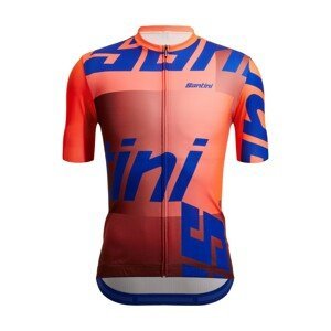 SANTINI Cyklistický dres s krátkým rukávem - KARMA LOGO  - oranžová/modrá L