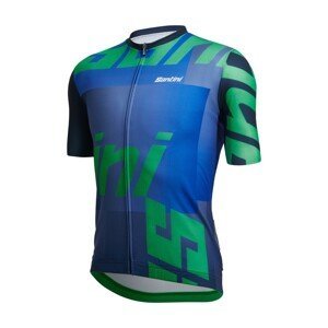 SANTINI Cyklistický dres s krátkým rukávem - KARMA LOGO  - modrá/zelená XS