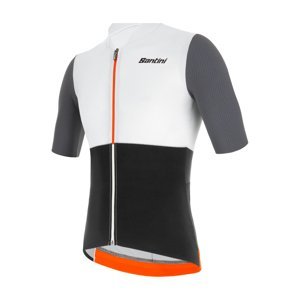 SANTINI Cyklistický dres s krátkým rukávem - REDUX ISTINTO - bílá/šedá/černá L
