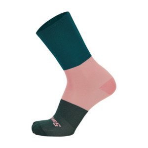 SANTINI Cyklistické ponožky klasické - BENGAL  - zelená/růžová/černá XS