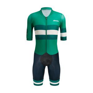 SANTINI Cyklistická kombinéza - VIPER BENGAL - modrá/zelená/bílá XS