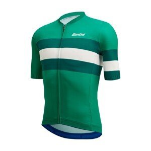 SANTINI Cyklistický dres s krátkým rukávem - SLEEK BENGAL  - zelená/bílá 2XL