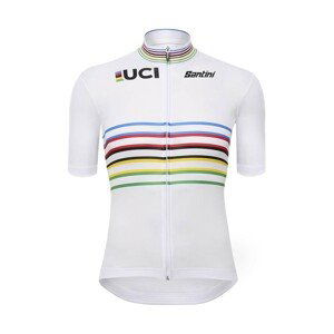 SANTINI Cyklistický dres s krátkým rukávem - UCI WORLD CHAMPION MASTER - bílá/duhová M