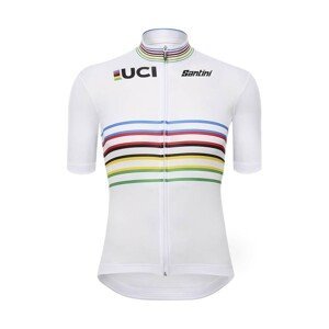SANTINI Cyklistický dres s krátkým rukávem - UCI WORLD CHAMPION MASTER - duhová/bílá 4XL