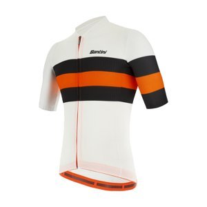 SANTINI Cyklistický dres s krátkým rukávem - ECOSLEEK BENGAL - bílá/černá/oranžová L