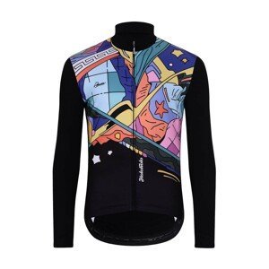 HOLOKOLO Cyklistický dres s dlouhým rukávem zimní - FANTASY WINTER - černá/vícebarevná M
