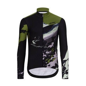 HOLOKOLO Cyklistický dres s dlouhým rukávem zimní - CAMOUFLAGE WINTER - černá/zelená L