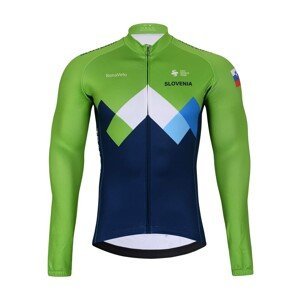 BONAVELO Cyklistický dres s dlouhým rukávem zimní - SLOVENIA - modrá/zelená XL