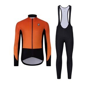 HOLOKOLO Cyklistická zimní bunda a kalhoty - CLASSIC - oranžová/černá