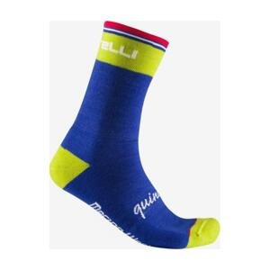 CASTELLI Cyklistické ponožky klasické - QUINDICI SOFT MERINO - modrá/žlutá L-XL