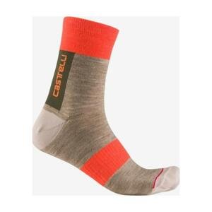 CASTELLI Cyklistické ponožky klasické - VELOCISSIMA THERMAL - béžová/oranžová L-XL