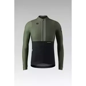 GOBIK Cyklistický dres s dlouhým rukávem zimní - HYDER BLEND - zelená/černá 3XL
