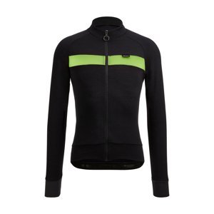 SANTINI Cyklistický dres s dlouhým rukávem zimní - ADAPT WOOL - černá/zelená M