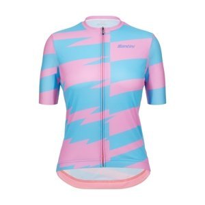 SANTINI Cyklistický dres s krátkým rukávem - FURIA SMART - tyrkysová/růžová XL