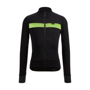 SANTINI Cyklistický dres s dlouhým rukávem zimní - ADAPT WOOL - černá/zelená XL