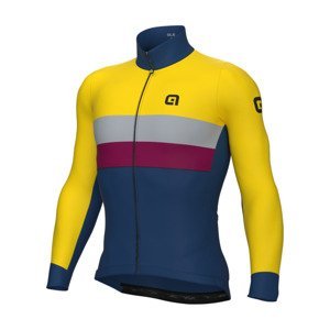ALÉ Cyklistický dres s dlouhým rukávem zimní - CHAOS OFF ROAD - GRAVEL - modrá/žlutá XL