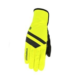 AGU Cyklistické rukavice dlouhoprsté - WINDPROOF - černá/žlutá L