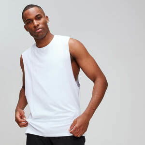 MP pánské klasické tričko bez rukávů se spadlými průramky Luxe – Bílé - XS
