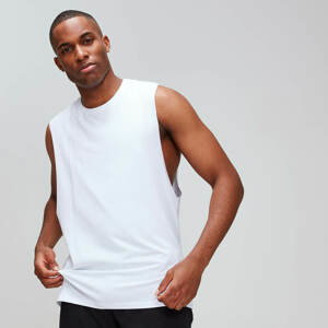 MP pánské klasické tričko bez rukávů se spadlými průramky Luxe – Bílé - XXL