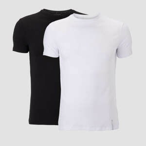 Luxe klasické tričko s kruhovým výstřihem (2 Pack) - Černé/Bílé - XS