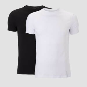 Luxe klasické tričko s kruhovým výstřihem (2 Pack) - Černé/Bílé - S