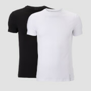 Luxe klasické tričko s kruhovým výstřihem (2 Pack) - Černé/Bílé - XL