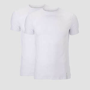 2 pack Luxe klasické tričko - Bílé/Bílé - XL