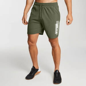 Pánské tréninkové šortky s potiskem – Armádní zelené - M