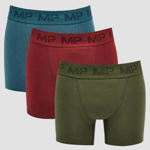 MP Men's Essential Boxers (3 Pack) Oxblood/Sea Blue/Dark Olive - XS