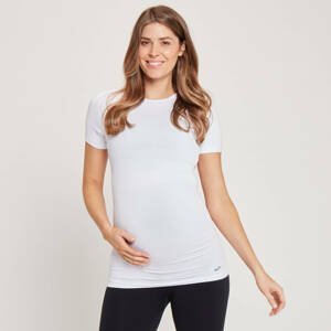 MP dámské těhotenské bezešvé tričko s krátkým rukávem – bílé - S