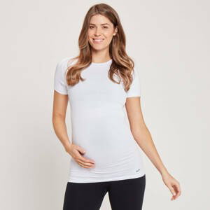 MP dámské těhotenské bezešvé tričko s krátkým rukávem – bílé - L