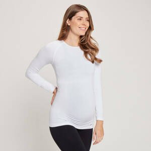 MP dámské těhotenské bezešvé triko s dlouhým rukávem – bílé - XXS