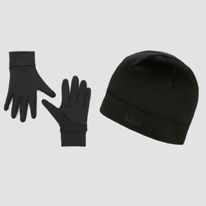 MP Running Beanie and Reflective Gloves Bundle - Black - S/M