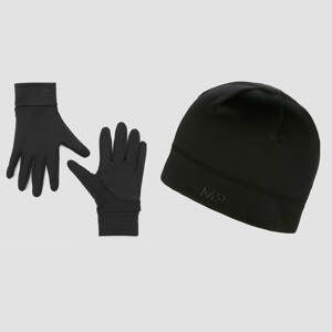 MP Running Beanie and Reflective Gloves Bundle - Black - M/L