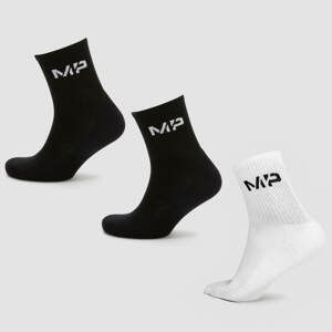 MP Pánské Essentials Crew Ponožky – Černé/Bílé (3 ks v balení) - UK 6-8