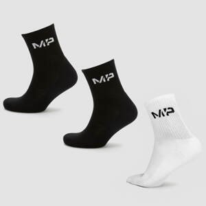 MP Pánské Essentials Crew Ponožky – Černé/Bílé (3 ks v balení) - UK 9-12