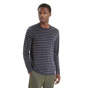 ICEBREAKER Mens Wave LS Tee Stripe, Midnight Navy/Loden velikost: L