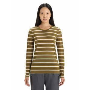 ICEBREAKER Wmns Wave LS Tee Stripe, Algae/Chalk velikost: S