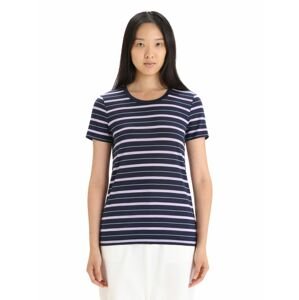 ICEBREAKER Wmns Wave SS Tee Stripe, Midnight Navy/Purplegaz velikost: XL