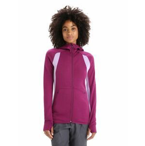 ICEBREAKER Wmns Merino Quantum ZoneKnit™ LS Zip Hoodie, Go Berry/Purple Haze velikost: M