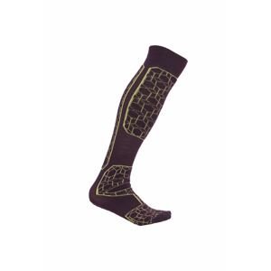 Pánské merino ponožky ICEBREAKER Mens Ski+ Medium OTC Alpine Geo, Nightshade/Bio Lime velikost: 47-49 (XL)