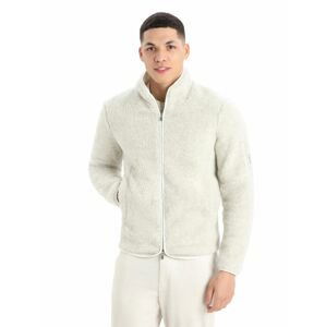 Pánská mikina, zip ICEBREAKER Mens RealFleece™ Sherpa LS Zip, Ecru Heather/Snow velikost: S