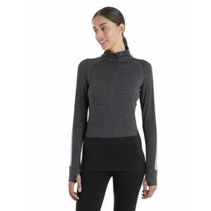 Dámské merino triko dlouhý rukáv, 1/2 zip ICEBREAKER Wmns Merino ZoneKnit 200 LS Half Zip, Jet Heather/Black/Metro H velikost: S