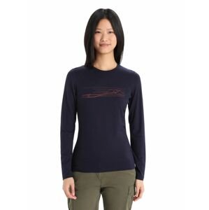 Dámské triko dlouhý rukáv ICEBREAKER Wmns 200 Oasis LS Crewe Ski Stripes, Midnight Navy velikost: XS