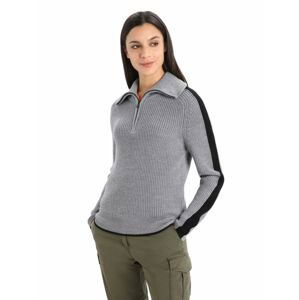 Dámská mikina, zip ICEBREAKER Wmns Lodge LS Half Zip Sweater, Gritstone Heather/Black velikost: XS