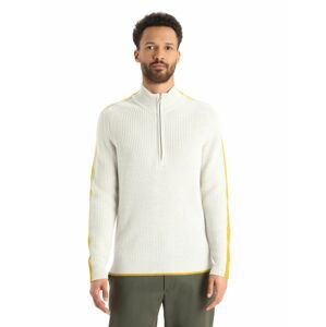 Pánská mikina, zip ICEBREAKER Mens Lodge LS Half Zip Sweater, Ecru Heather/Silent Gold velikost: L