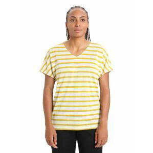 Dámské triko krátký rukáv ICEBREAKER Wmns Drayden Reversible SS Top Stripe, Ecru Heather/Silent Gold/S velikost: XS