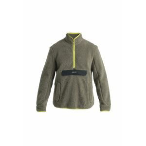 ICEBREAKER Mens ICL RealFleece High Pile LS Half Zip, Loden/Black/Bio Lime velikost: S