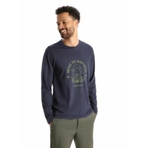 Pánské triko dlouhý rukáv ICEBREAKER Mens Central Classic LS Tee Canopy Camper, Midnight Navy velikost: XL