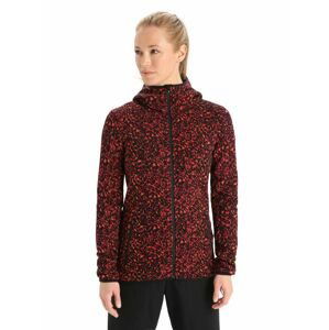 Dámská mikina ICEBREAKER Wmns Elemental LS Zip Hood Lichen, Black/Cherry/Flash/Aop velikost: M